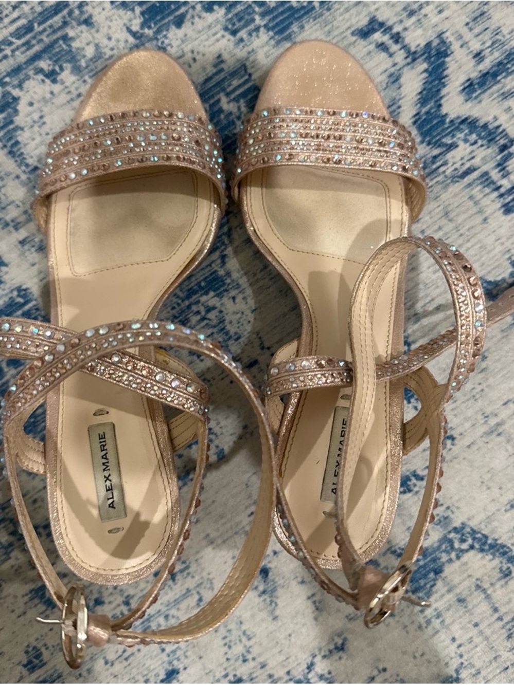 Alex Marie Rose Gold Rhinestone Ankle-Strap Sandals